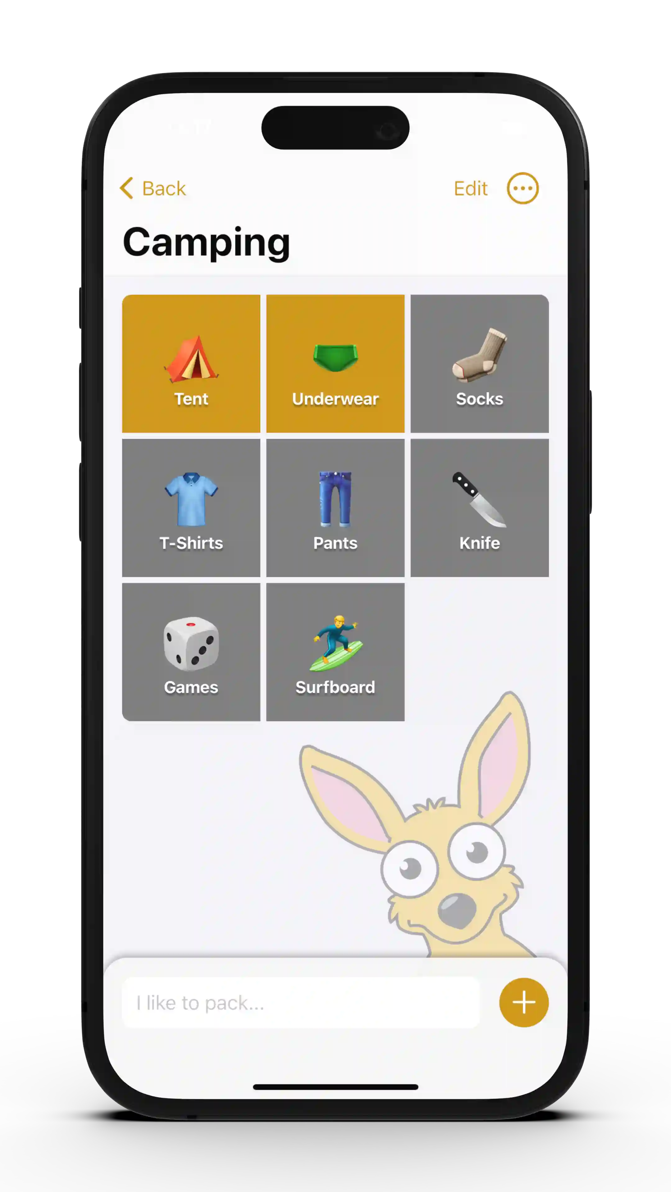 App Screenshot List Detail - Packing Items